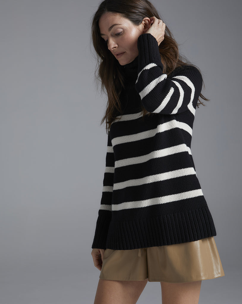 The Wynn Stripe Cotton Turtleneck