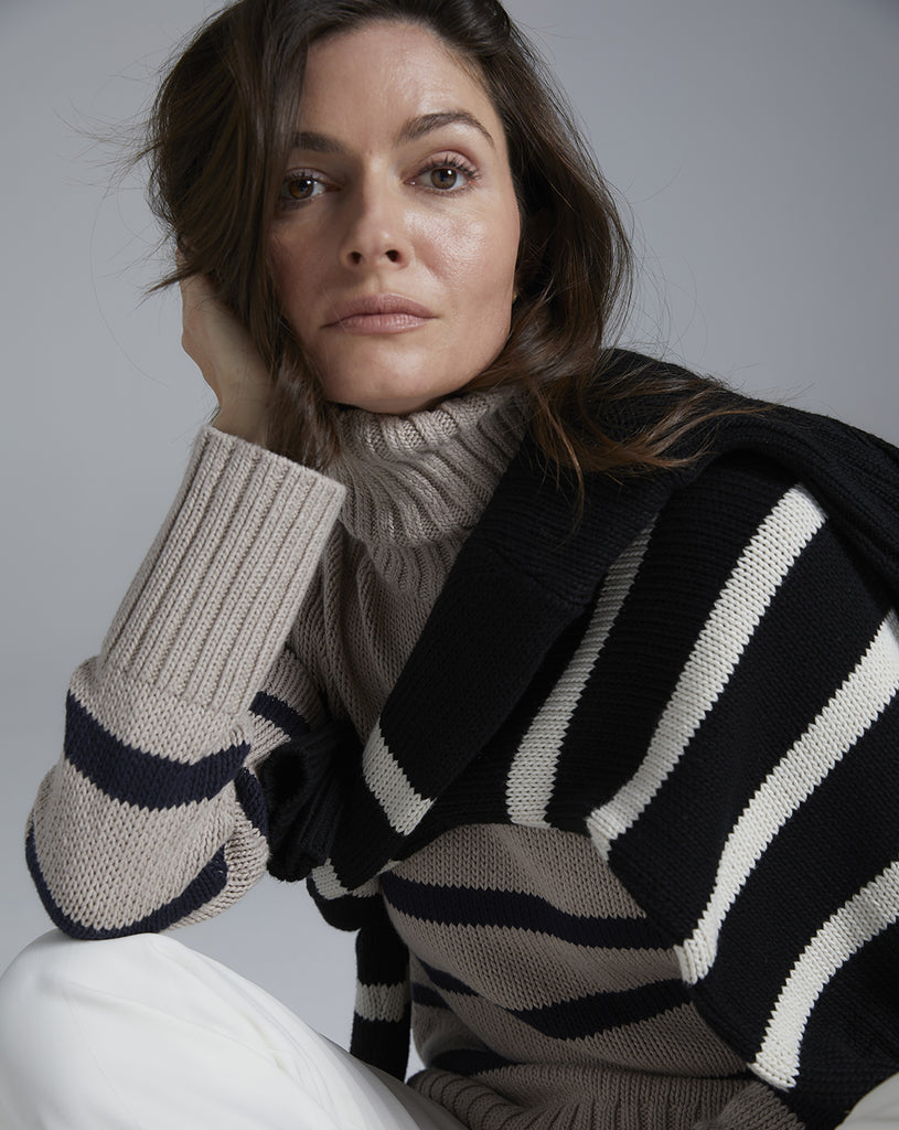 The Wynn Stripe Cotton Turtleneck