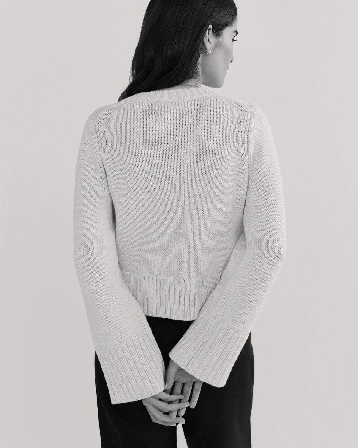 The Easton Cotton V-Neck Sweater in ivory, additional view — State of Cotton NYC