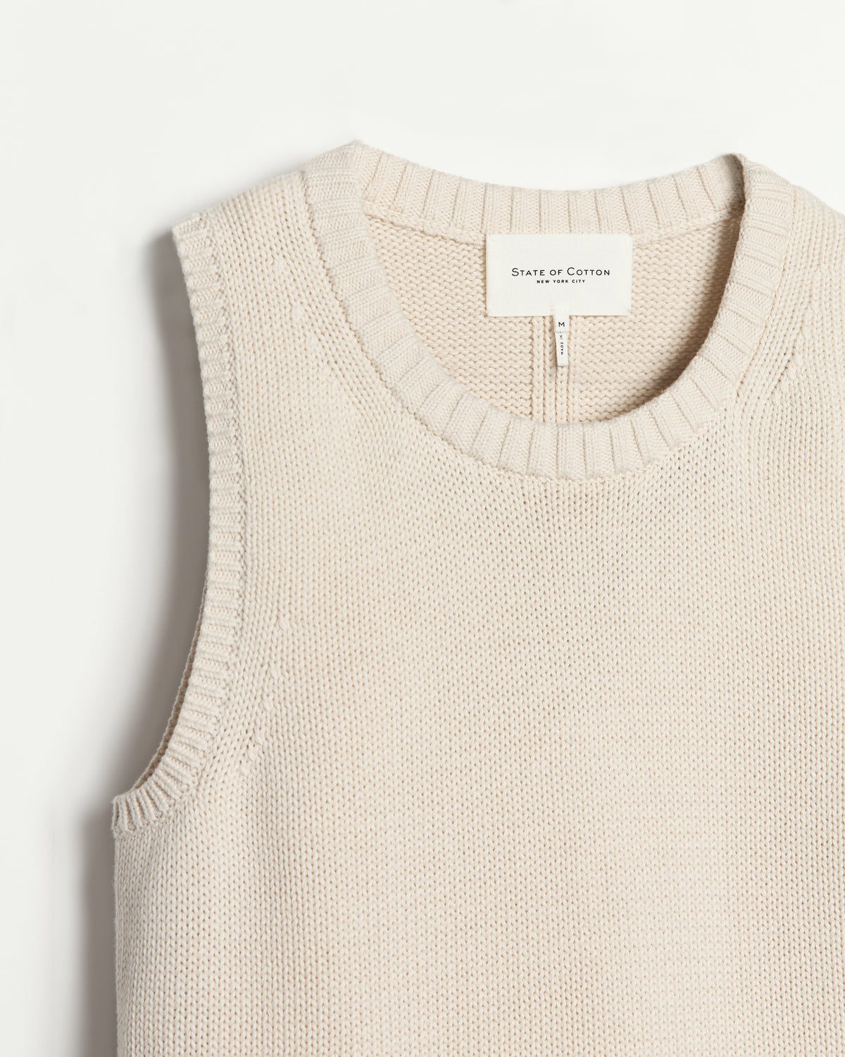 The Hayden Sleeveless Cotton Sweater in ivory, additional view — State of Cotton NYC