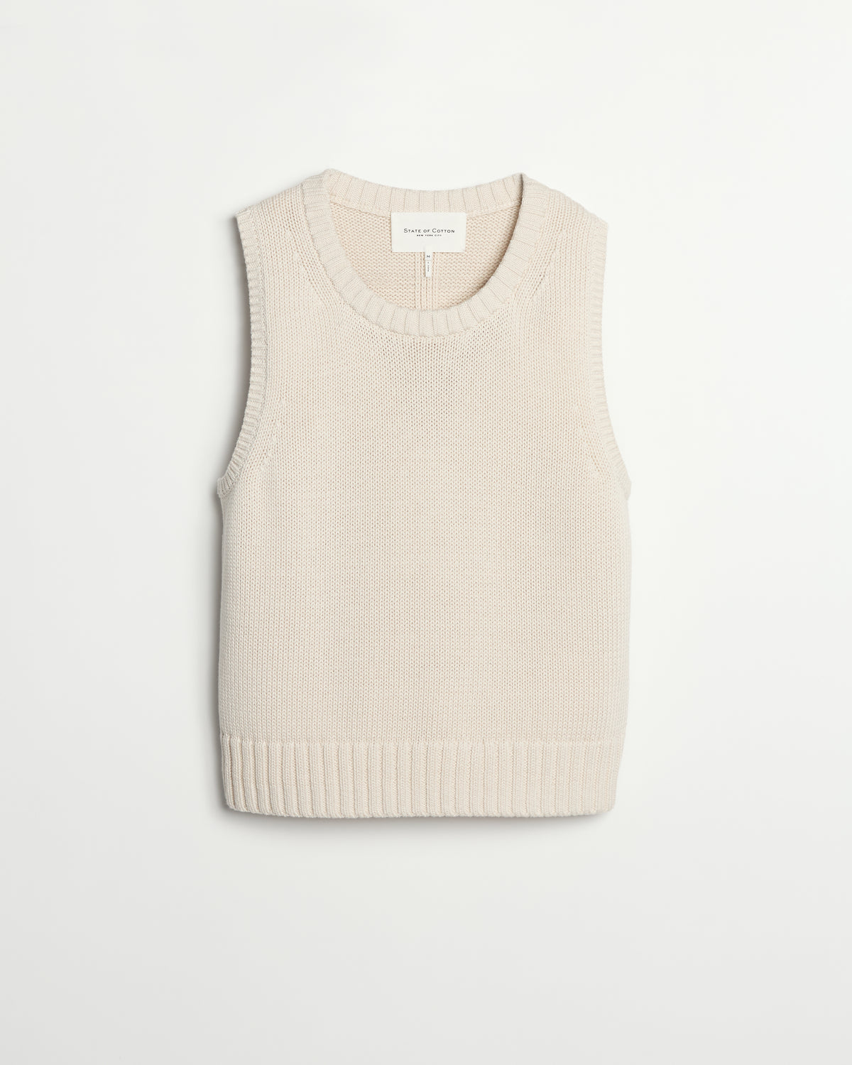 The Hayden Sleeveless Cotton Sweater in ivory, additional view — State of Cotton NYC