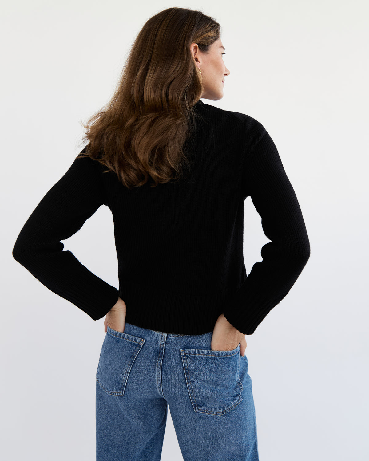 The Peyton Cotton Cardigan in black, additional view — State of Cotton NYC