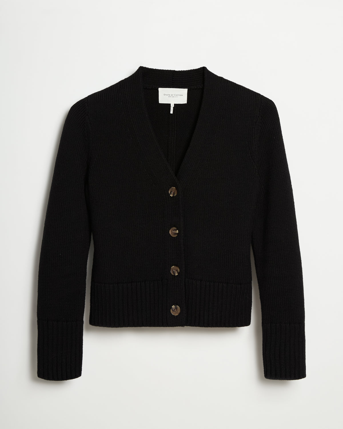 The Peyton Cotton Cardigan in black, additional view — State of Cotton NYC