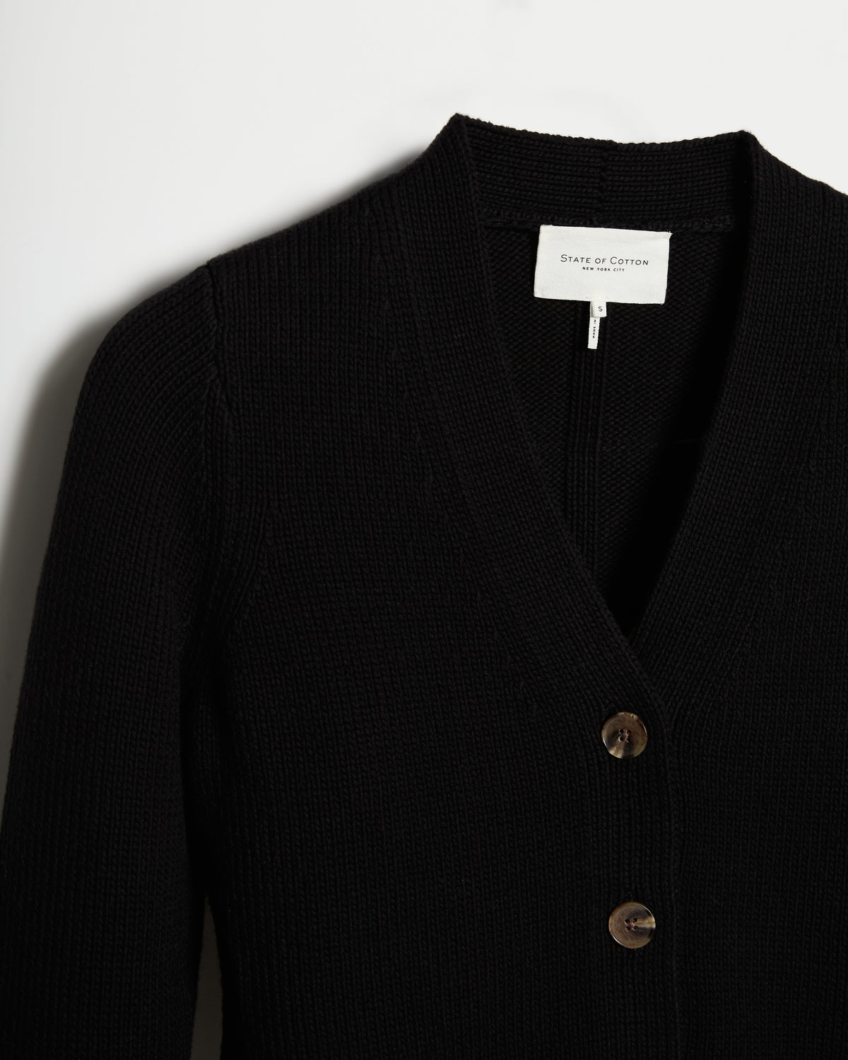 The Peyton Cotton Cardigan in black, additional view — State of Cotton NYC