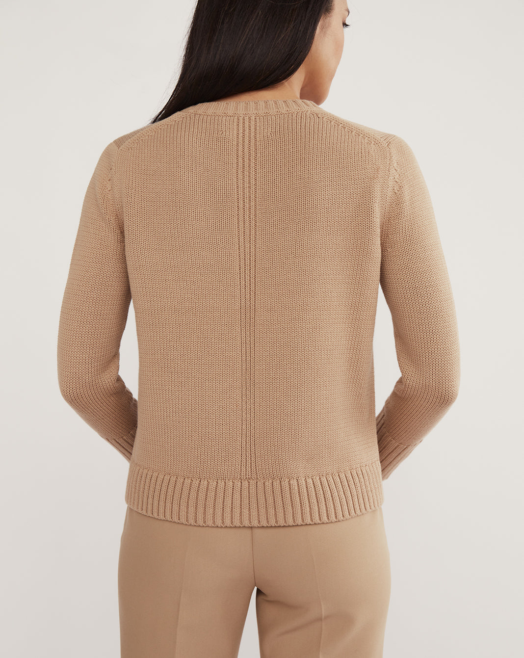 The Addison Cotton Crewneck Sweater in camel, additional view — State of Cotton NYC