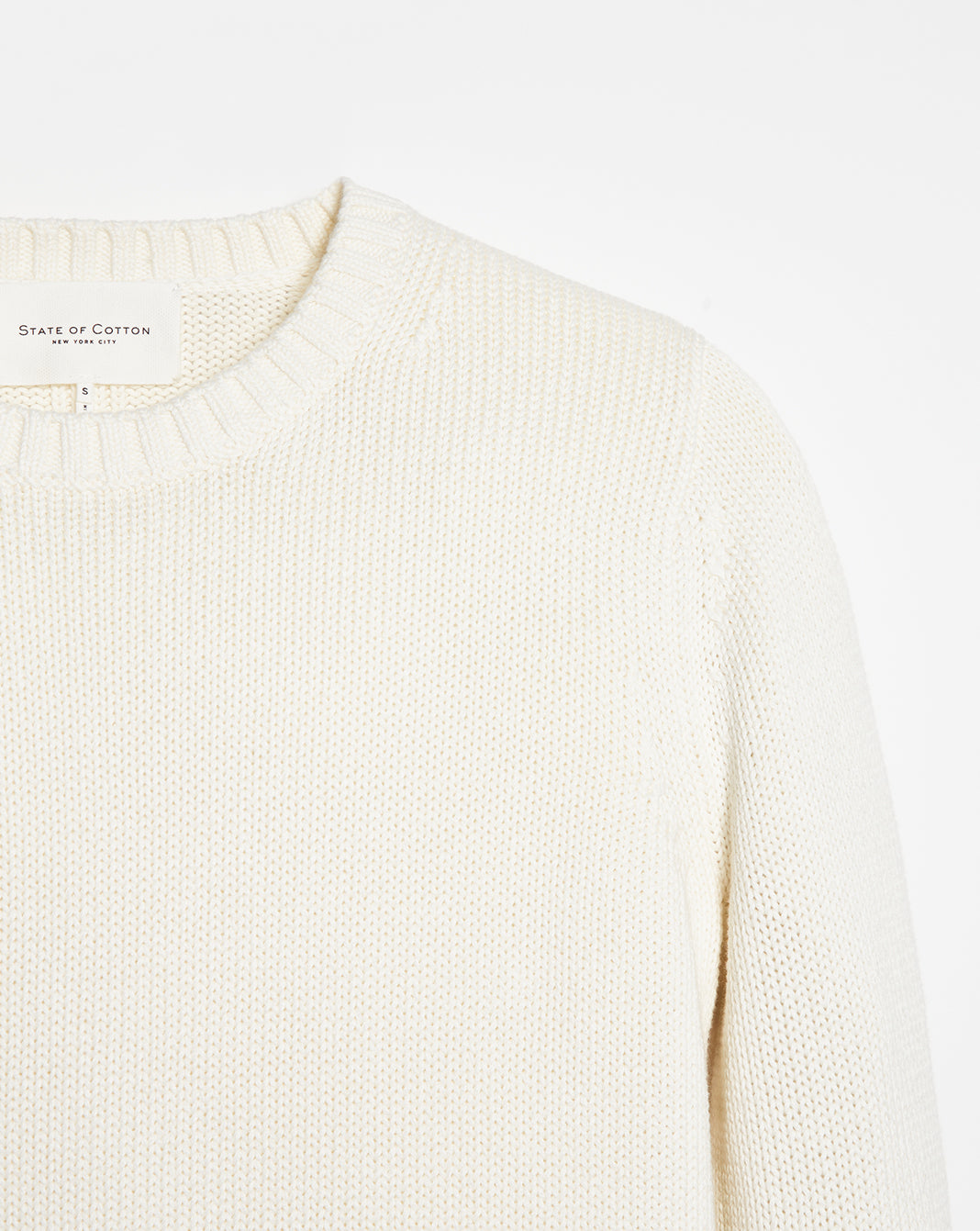 The Addison Cotton Crewneck Sweater in cream, additional view — State of Cotton NYC