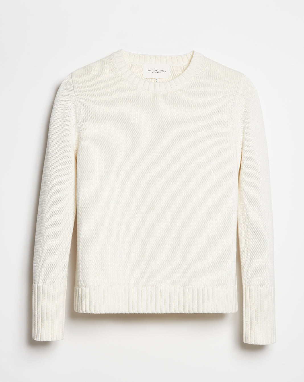 The Addison Cotton Crewneck Sweater in cream, additional view — State of Cotton NYC