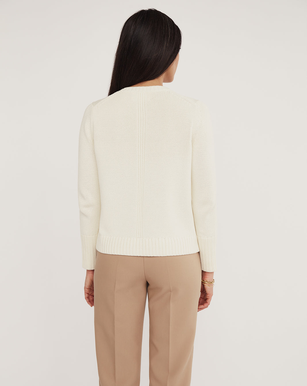The Addison Cotton Crewneck Sweater in cream, additional view — State of Cotton NYC