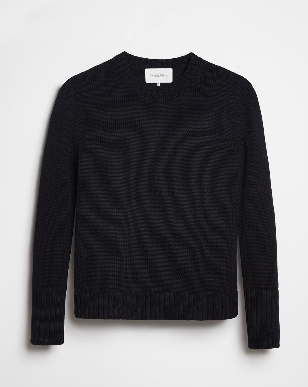 The Addison Cotton Crewneck Sweater in black, additional view — State of Cotton NYC