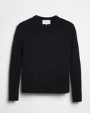 The Addison Cotton Crewneck Sweater in black, additional view — State of Cotton NYC
