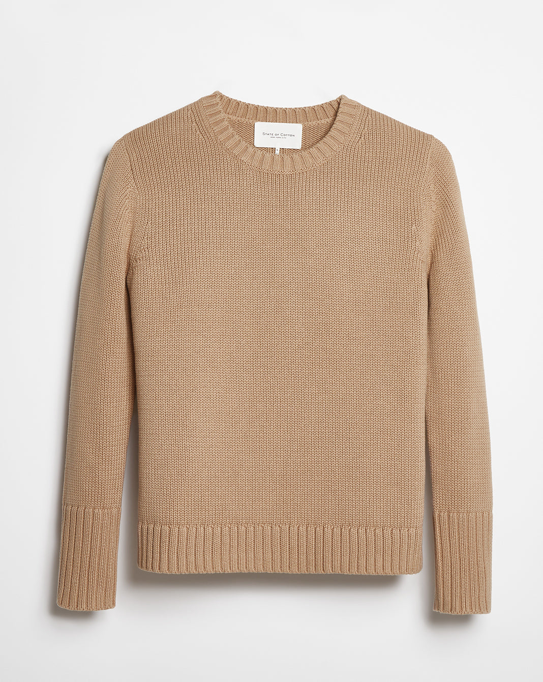 The Addison Cotton Crewneck Sweater in camel, additional view — State of Cotton NYC