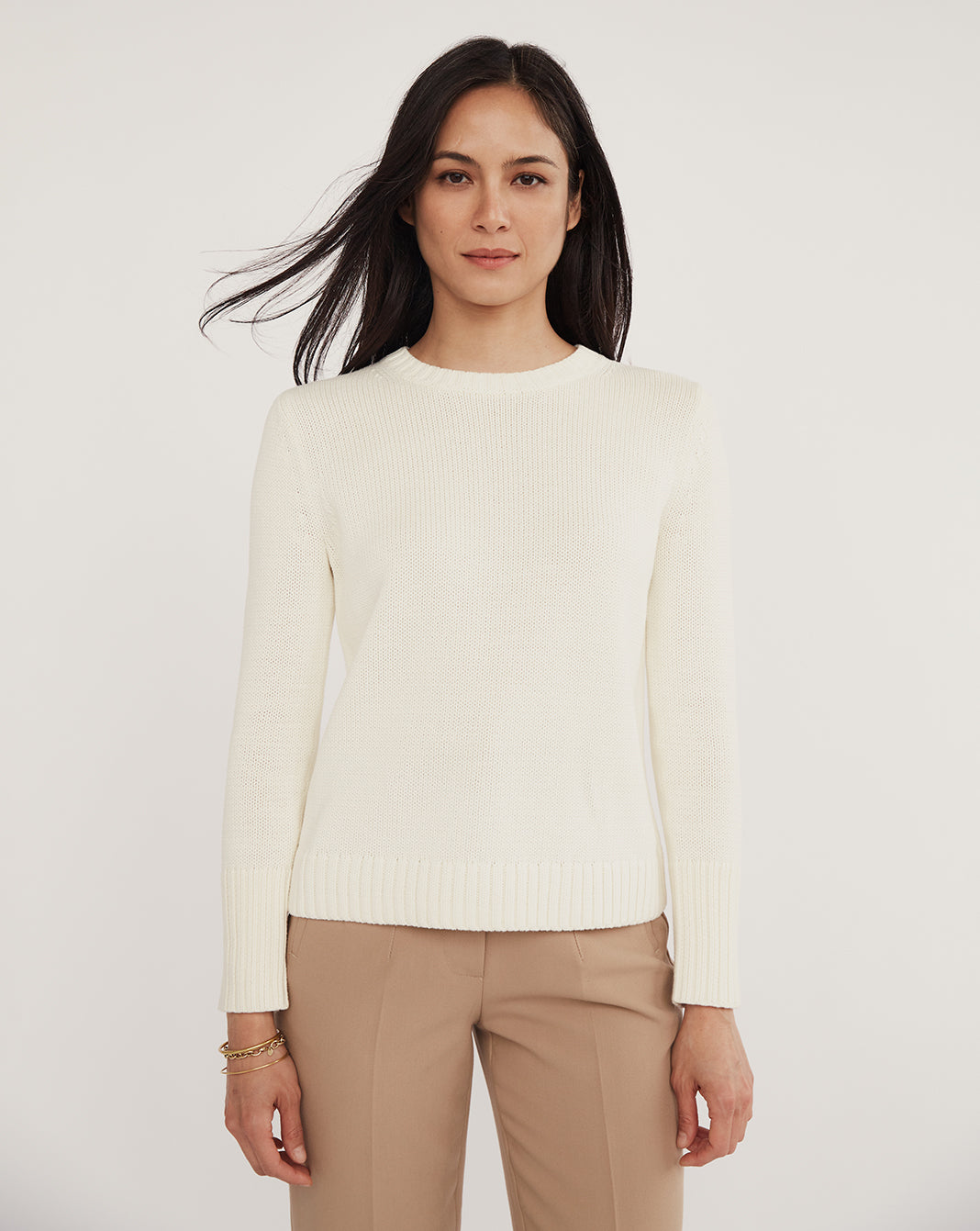 The Addison Cotton Crewneck Sweater in Cream — Italian-spun Turkish cotton — State of Cotton NYC