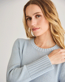 The Addison Cotton Crewneck Sweater in sky, detail — State of Cotton NYC