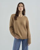 The Addison Cotton Crewneck Sweater in toffee, front view — State of Cotton NYC
