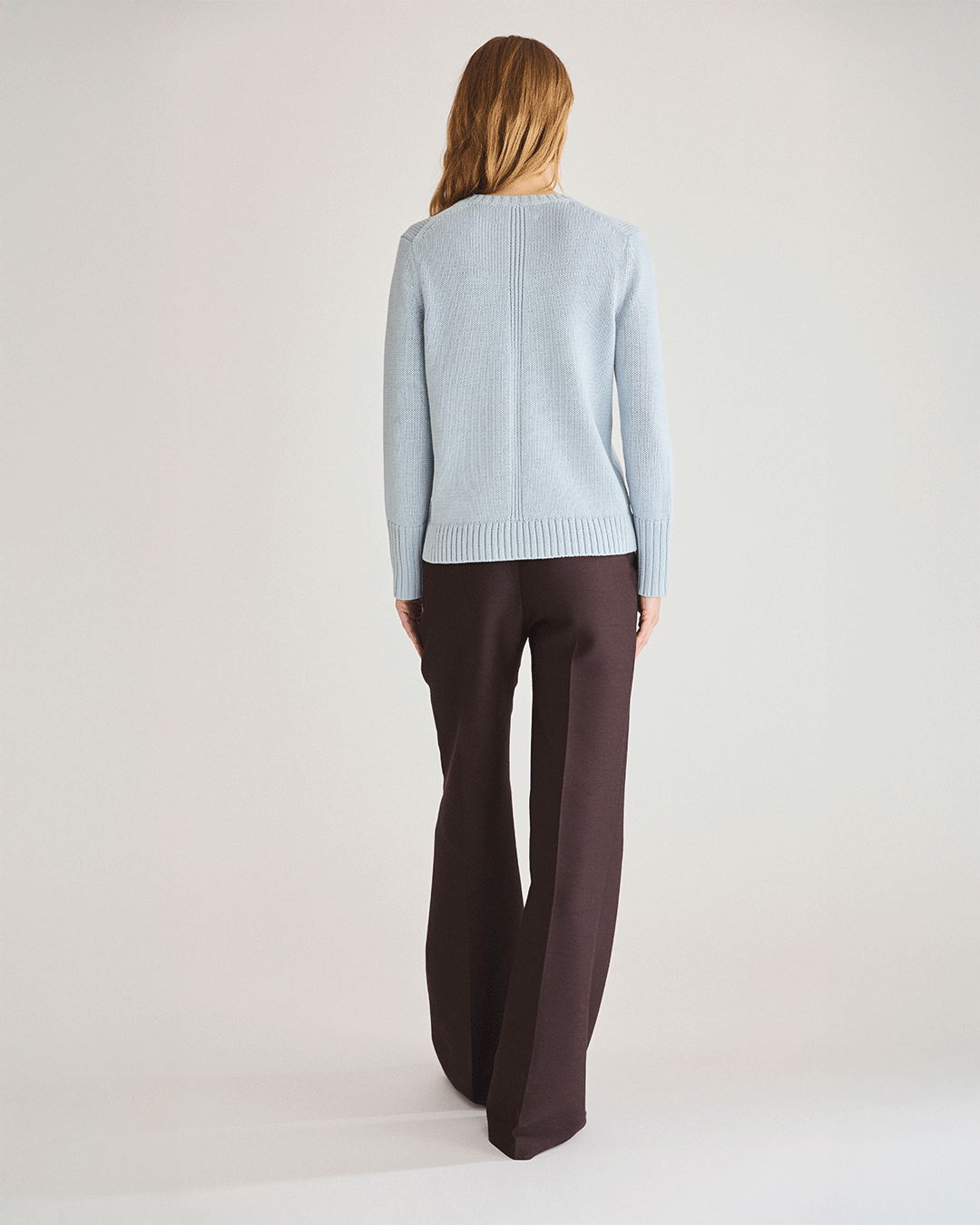 The Addison Cotton Crewneck Sweater in sky, detail — State of Cotton NYC