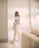 Detail shot of The Addison Stripe Cotton Crewneck Sweater — Turkish cotton, Italian-spun