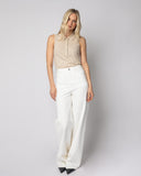 Detail shot of The Ainsley Sleeveless Cotton Polo — Egyptian cotton, Italian-spun