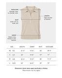 Size chart for The Ainsley Sleeveless Cotton Polo — State of Cotton NYC