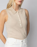 The Ainsley Sleeveless Cotton Polo, styled view — State of Cotton NYC