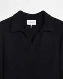 The Avery Cotton Polo Sweater in black, additional view — State of Cotton NYC