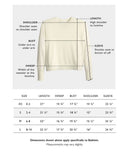 Size chart for The Baldwin Cotton Sweater — State of Cotton NYC