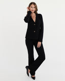 The Beale Cotton Cardigan Blazer in black, front view — State of Cotton NYC