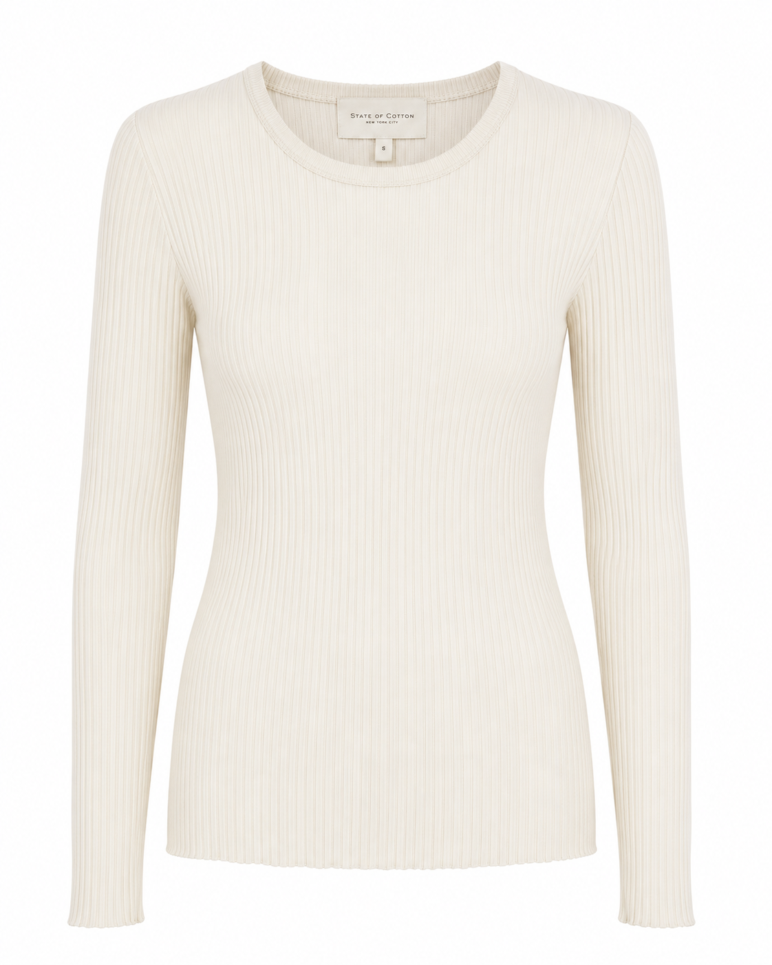 The Surrey Cotton Crewneck Sweater in ivory, flat lay — State of Cotton NYC