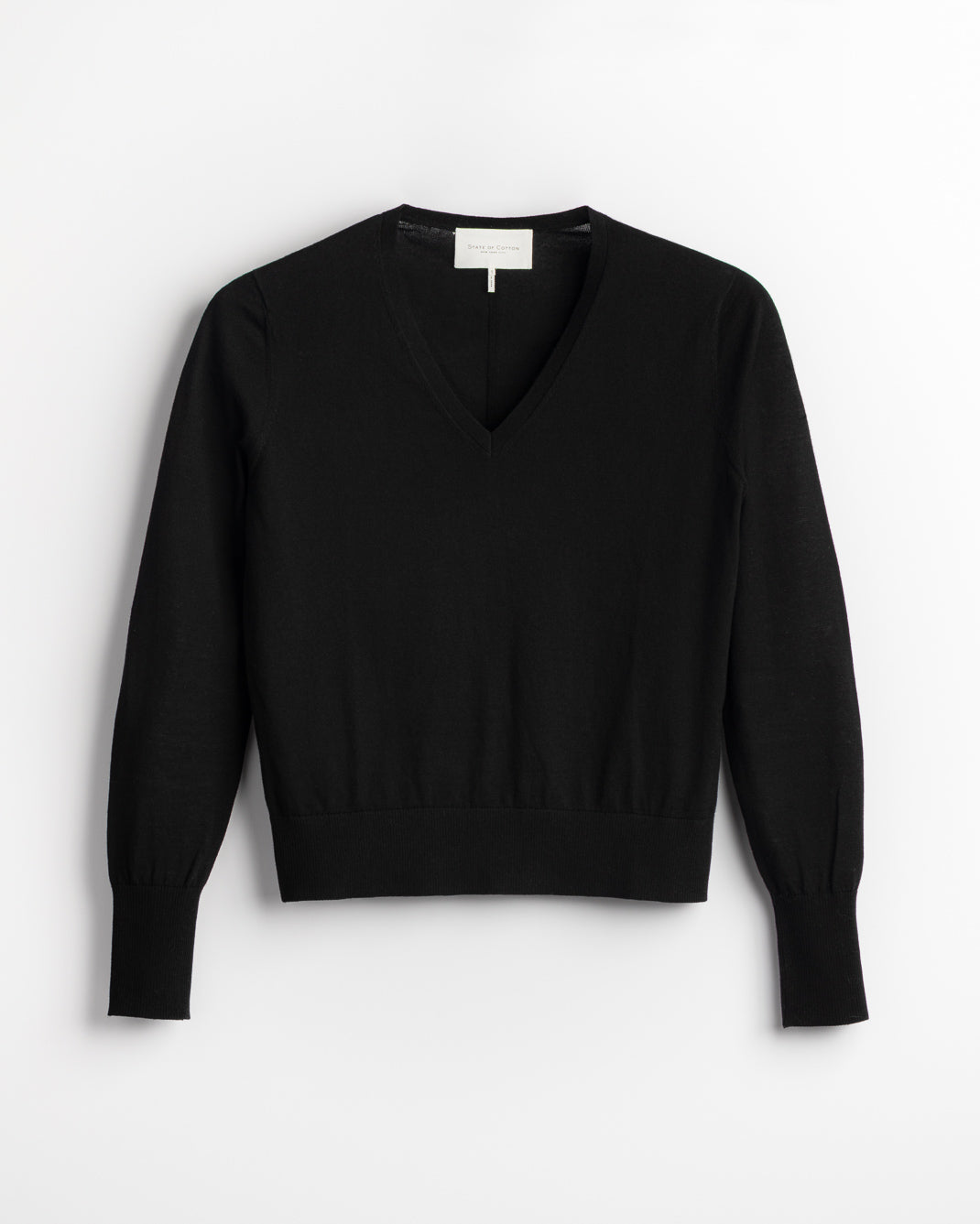 The Claremont Cotton V-Neck Sweater, lifestyle view — State of Cotton NYC