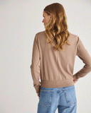 The Claremont Cotton V-Neck Sweater in mocha, back view — State of Cotton NYC