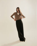 The Claremont Cotton V-Neck Sweater in mocha, mood shot — State of Cotton NYC