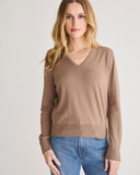 Size chart for The Claremont Cotton V-Neck Sweater in mocha — State of Cotton NYC