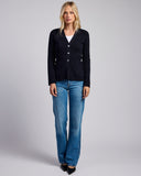 The Derring Cotton Cardigan Blazer in navy, additional view — State of Cotton NYC