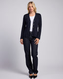 The Derring Cotton Cardigan Blazer in navy, alternate view — State of Cotton NYC