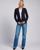 Detail shot of The Derring Cotton Cardigan Blazer in navy