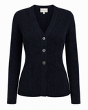 The Derring Cotton Cardigan Blazer in navy, flat lay — State of Cotton NYC