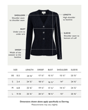 Size chart for The Derring Cotton Cardigan Blazer in navy — State of Cotton NYC