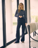 Detail shot of The Devon Stripe Cotton Crewneck Sweater — Egyptian cotton, Italian-spun