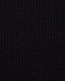 Detail shot of The Dorien V-Neck Cotton Sweater in black — knit texture