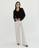 The Easton Cotton V-Neck Sweater in black, additional view — State of Cotton NYC