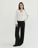 The Easton Cotton V-Neck Sweater in ivory, additional view — State of Cotton NYC