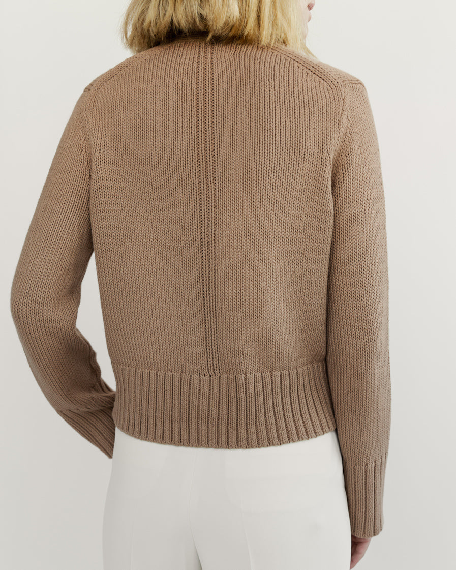 The Ellis Cotton Cardigan in camel, additional view — State of Cotton NYC