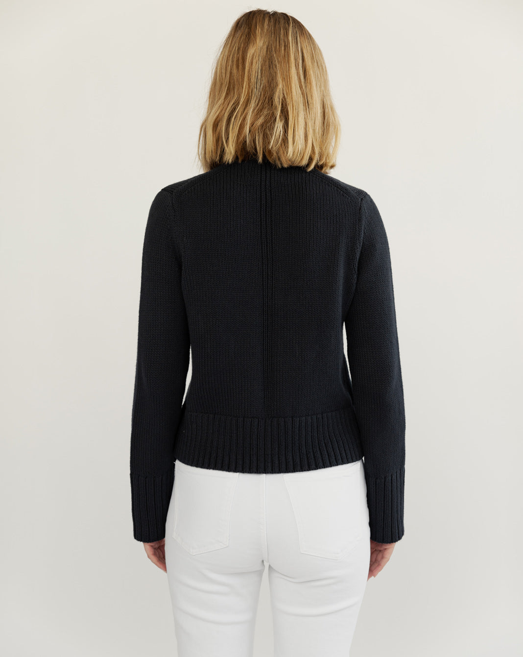 The Ellis Cotton Cardigan in navy, additional view — State of Cotton NYC