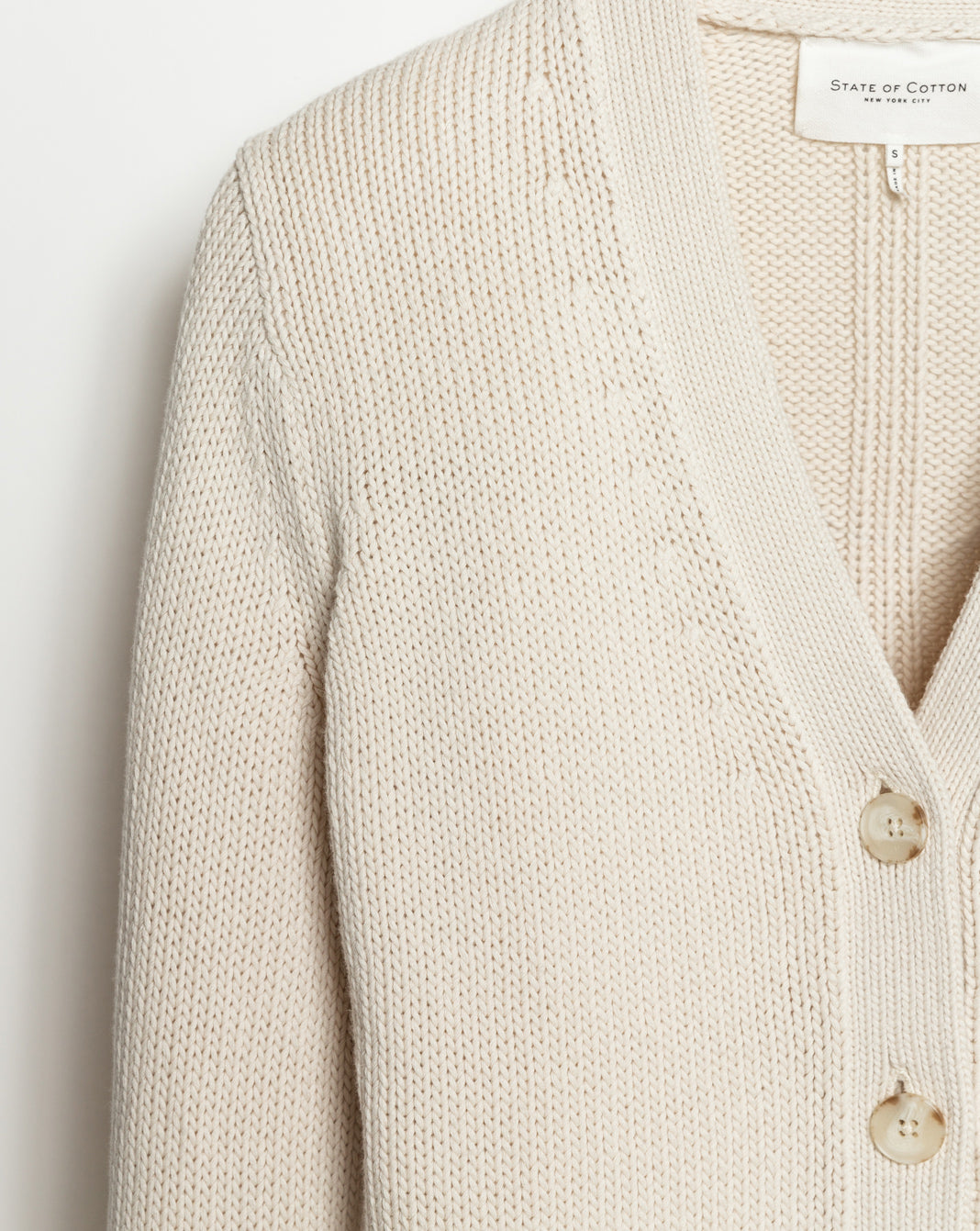 The Ellis Cotton Cardigan in ivory, additional view — State of Cotton NYC