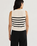 The Hayden Stripe Sleeveless Sweater in ivory and black, additional view — State of Cotton NYC