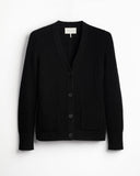 The Griffin Seed Stitch Cotton Cardigan in black, flat lay — State of Cotton NYC