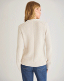 The Griffin Seed Stitch Cotton Cardigan in ivory, back view — State of Cotton NYC