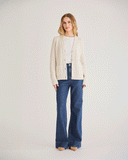 The Griffin Seed Stitch Cotton Cardigan in ivory, styled view — State of Cotton NYC
