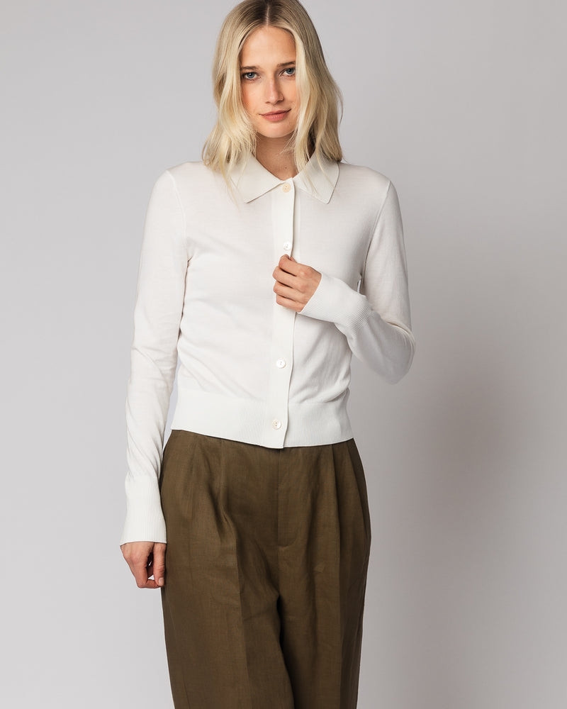 The Halsey Cotton Polo Sweater in ivory — superfine Egyptian cotton, Italian-spun — State of Cotton NYC