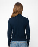 The Halsey Cotton Polo Sweater in navy, back view — State of Cotton NYC