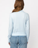 The Halsey Cotton Polo Sweater in pale blue, back view — State of Cotton NYC